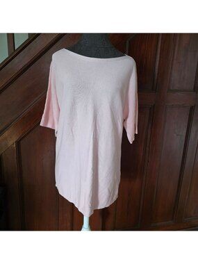 Talbots Womens Pink Ribbed Short-Sleeve Top Size L Lightweight Casual Knit